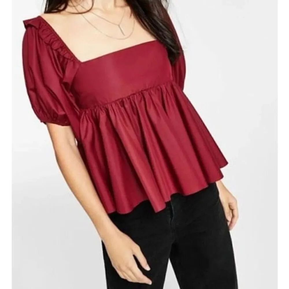 En saison women’s NWOT wo cotton, poplin, baby doll top size small no